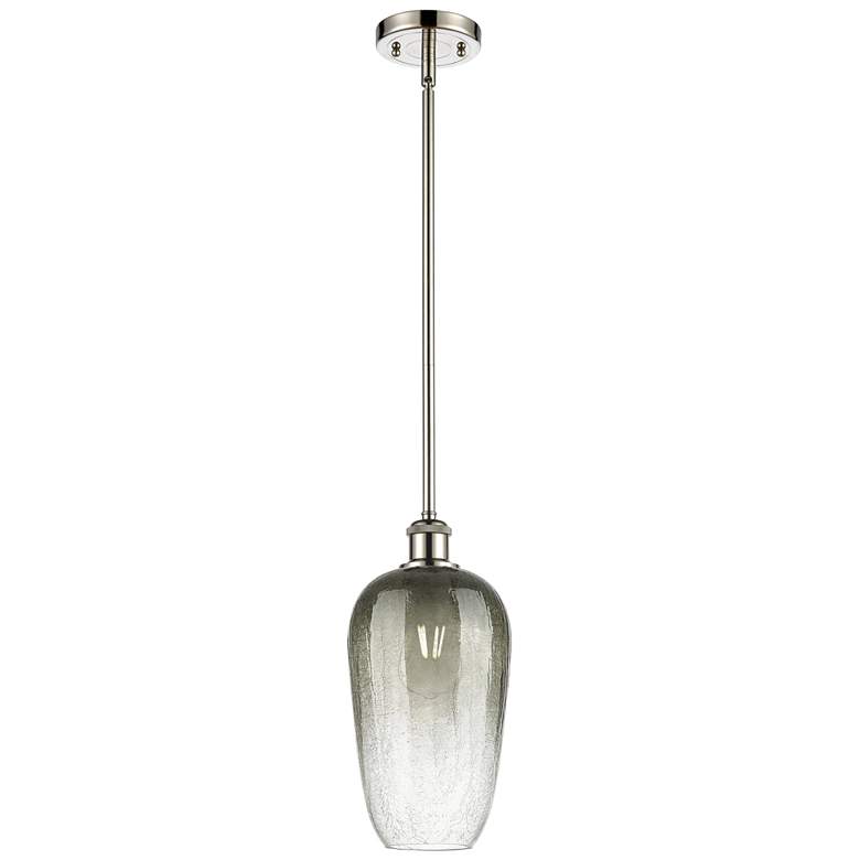 Image 1 Ballston Brookhaven Flute 7"W Polished Nickel Stem Pendant w/ Slate Shade