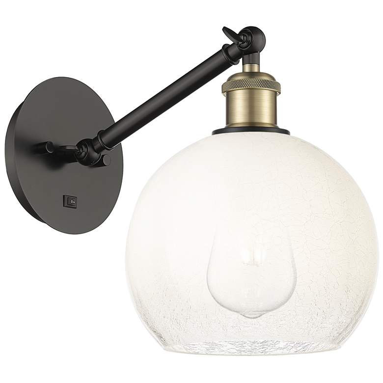 Image 1 Ballston Brookhaven Globe 10"H Black Brass Swivel Sconce w/ Opal Shade