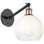 Ballston Brookhaven Globe 10"H Black Brass Swivel Sconce w/ Opal Shade