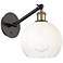 Ballston Brookhaven Globe 10"H Black Brass Swivel Sconce w/ Opal Shade