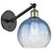 Ballston Brookhaven Globe 10"H Black Brass Swivel Sconce w/ Sapphire Shade