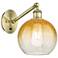 Ballston Brookhaven Globe 10"H Brass Swivel Sconce With Amber Shade