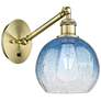 Ballston Brookhaven Globe 10"H Brass Swivel Sconce With Sapphire Shade