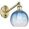 Ballston Brookhaven Globe 10"H Brass Swivel Sconce With Sapphire Shade
