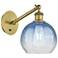 Ballston Brookhaven Globe 10"H Brush Brass Swivel Sconce w/ Sapphire Shade