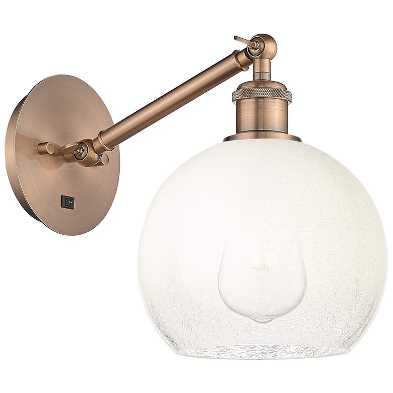 Image 1 Ballston Brookhaven Globe 10"H Copper Swivel Sconce With Opal Shade