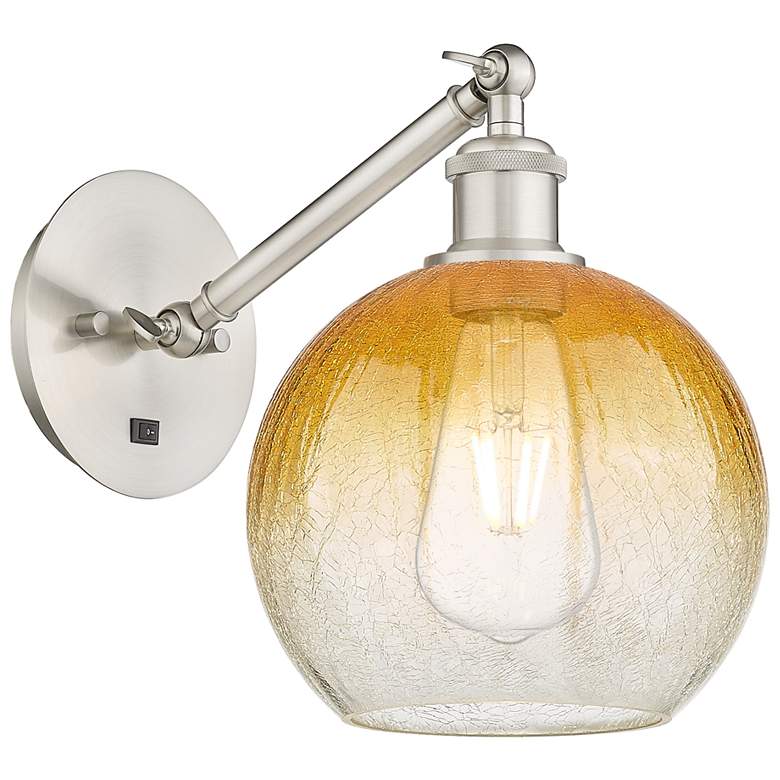 Image 1 Ballston Brookhaven Globe 10"H Nickel Swivel Sconce w/ Amber Shade