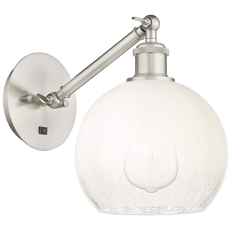 Image 1 Ballston Brookhaven Globe 10"H Nickel Swivel Sconce w/ Opal Shade