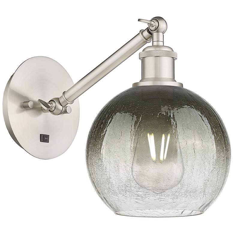 Image 1 Ballston Brookhaven Globe 10"H Nickel Swivel Sconce w/ Slate Shade
