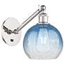 Ballston Brookhaven Globe 10"H Polished Nickel Swivel Sconce w/ Blue Shade
