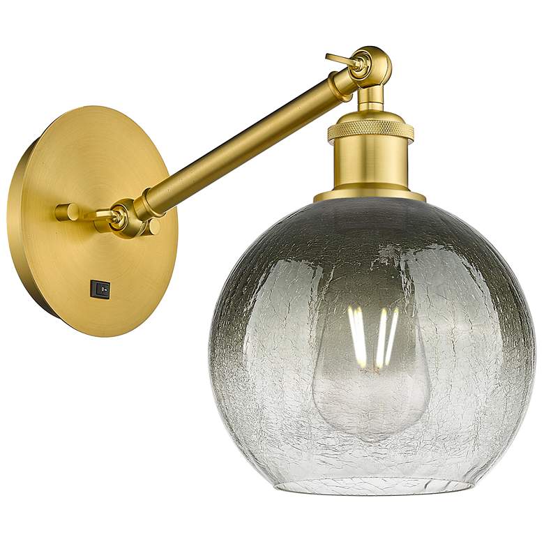 Image 1 Ballston Brookhaven Globe 10"H Satin Gold Swivel Sconce w/ Slate Shade