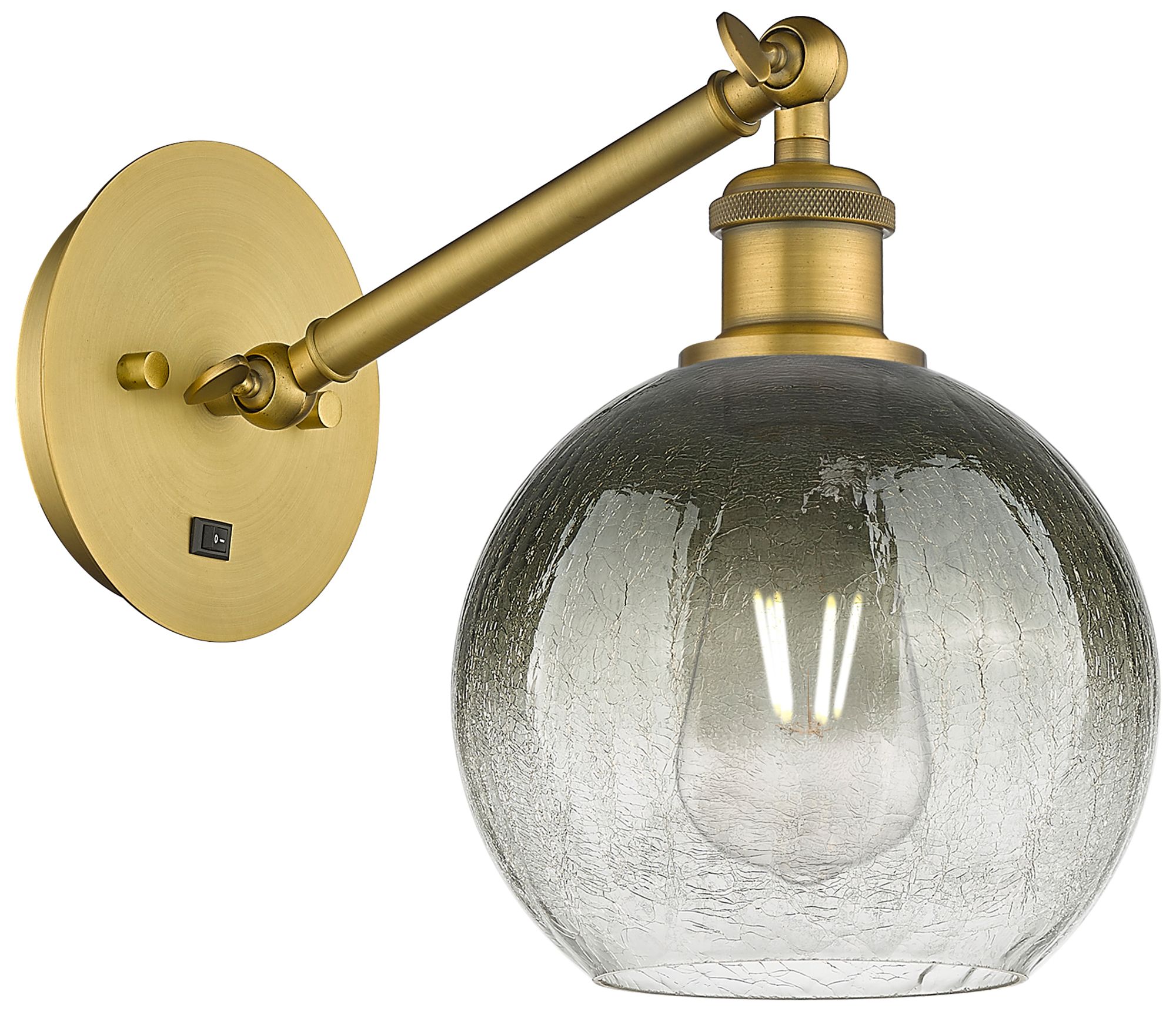 Ballston Brookhaven Globe 10"H Brushed Brass Swivel Sconce w/ Slate Sh