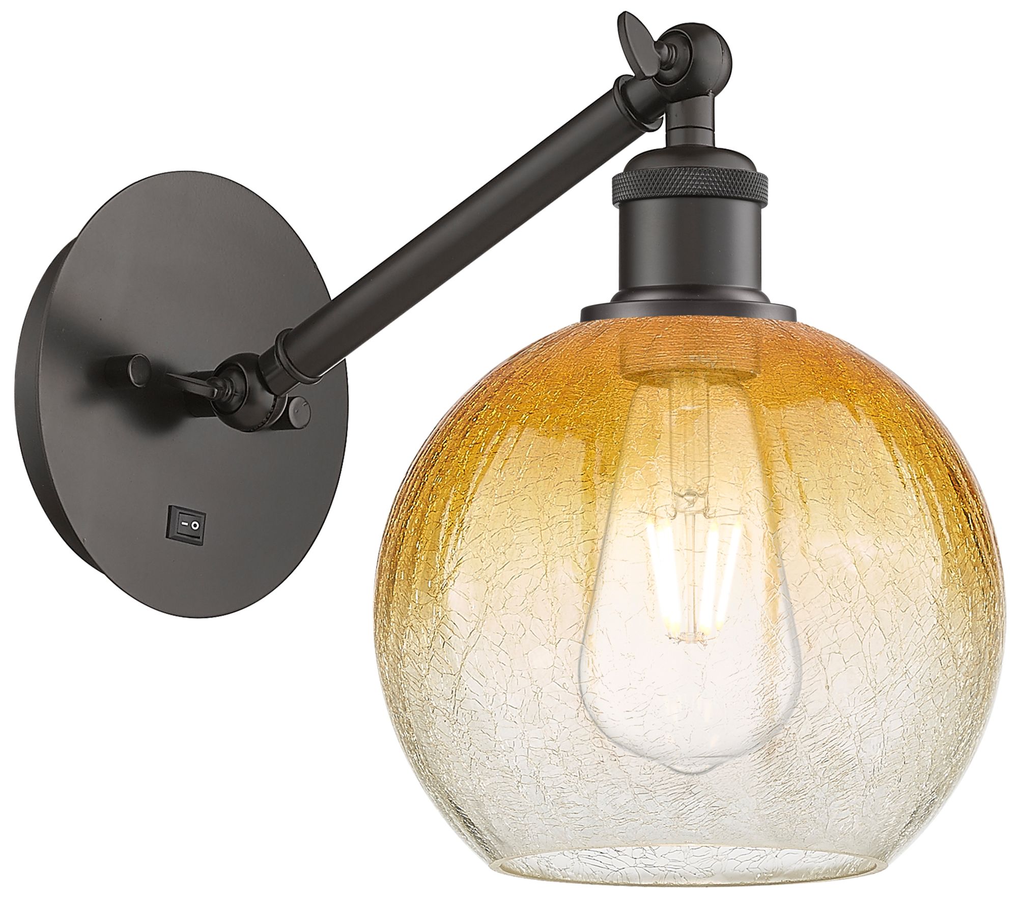 Ballston Brookhaven Globe 10"H Oiled Bronze Swivel Sconce w/ Amber Sha