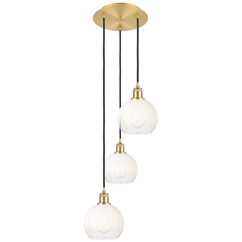 Image 1 Ballston Brookhaven Globe 14"W 3 Light Gold Cord Pendant w/ Opal Shade