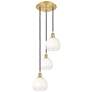 1_Ballston Brookhaven Globe 14"W 3 Light Gold Cord Pendant w/ Opal Shade