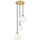 Ballston Brookhaven Globe 14"W 3 Light Gold Cord Pendant w/ Opal Shade