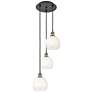 Ballston Brookhaven Globe 14"W 3-Lt Black Brass Cord Pendant w/ Opal Shade