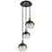 Ballston Brookhaven Globe 14"W 3-Lt Black Brass Cord Pendant w/ Slate Shade
