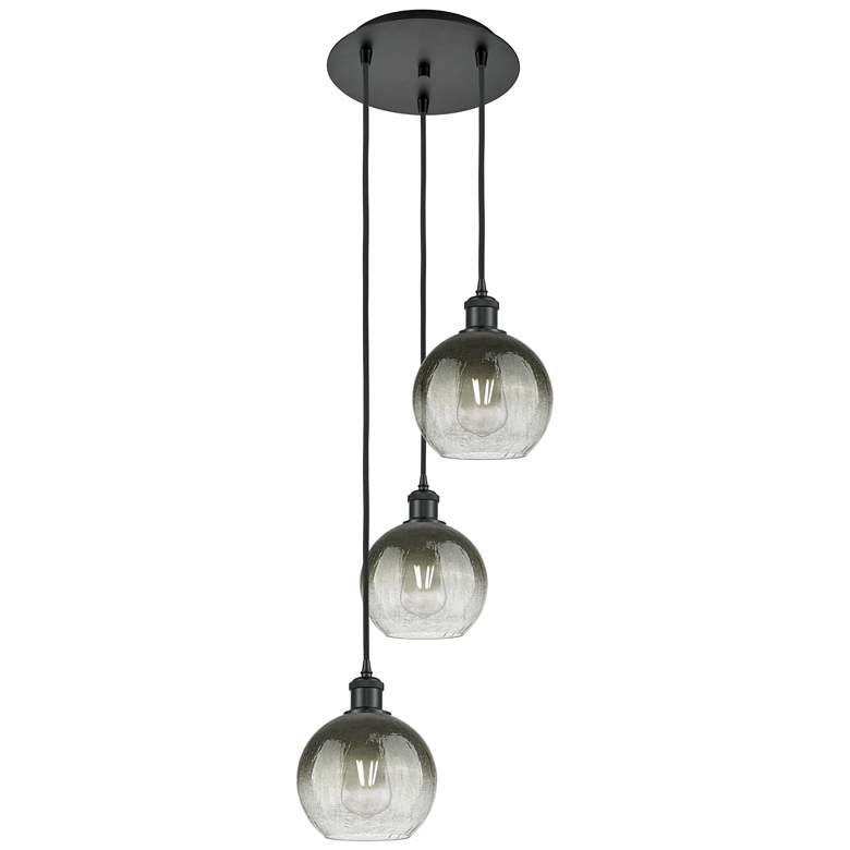 Image 1 Ballston Brookhaven Globe 14"W 3-Lt Black Cord Pendant w/ Slate Shade