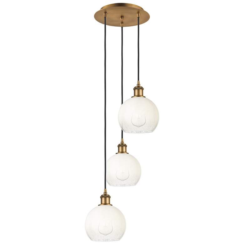 Image 1 Ballston Brookhaven Globe 14"W 3-Lt Brush Brass Cord Pendant w/ Opal Shade
