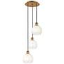 1_Ballston Brookhaven Globe 14"W 3-Lt Brush Brass Cord Pendant w/ Opal Shade
