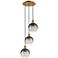 Ballston Brookhaven Globe 14"W 3-Lt Brush Brass Cord Pendant w/ Slate Shade