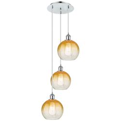 Ballston Brookhaven Globe 14"W 3-Lt Chrome Cord Pendant w/ Amber Shade