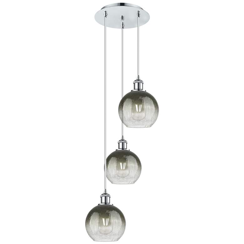 Image 1 Ballston Brookhaven Globe 14"W 3-Lt Chrome Cord Pendant w/ Slate Shade