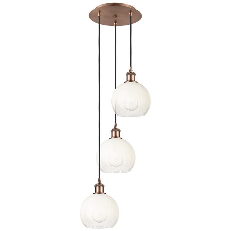 Image 1 Ballston Brookhaven Globe 14"W 3-Lt Copper Cord Pendant w/ Opal Shade