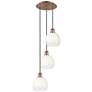 1_Ballston Brookhaven Globe 14"W 3-Lt Copper Cord Pendant w/ Opal Shade