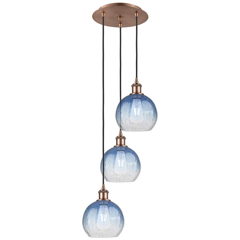 Image 1 Ballston Brookhaven Globe 14"W 3-Lt Copper Cord Pendant w/ Sapphire Shade