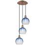 1_Ballston Brookhaven Globe 14"W 3-Lt Copper Cord Pendant w/ Sapphire Shade