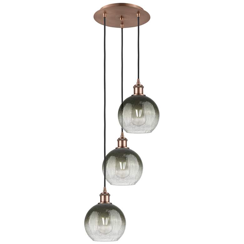Image 1 Ballston Brookhaven Globe 14"W 3-Lt Copper Cord Pendant w/ Slate Shade