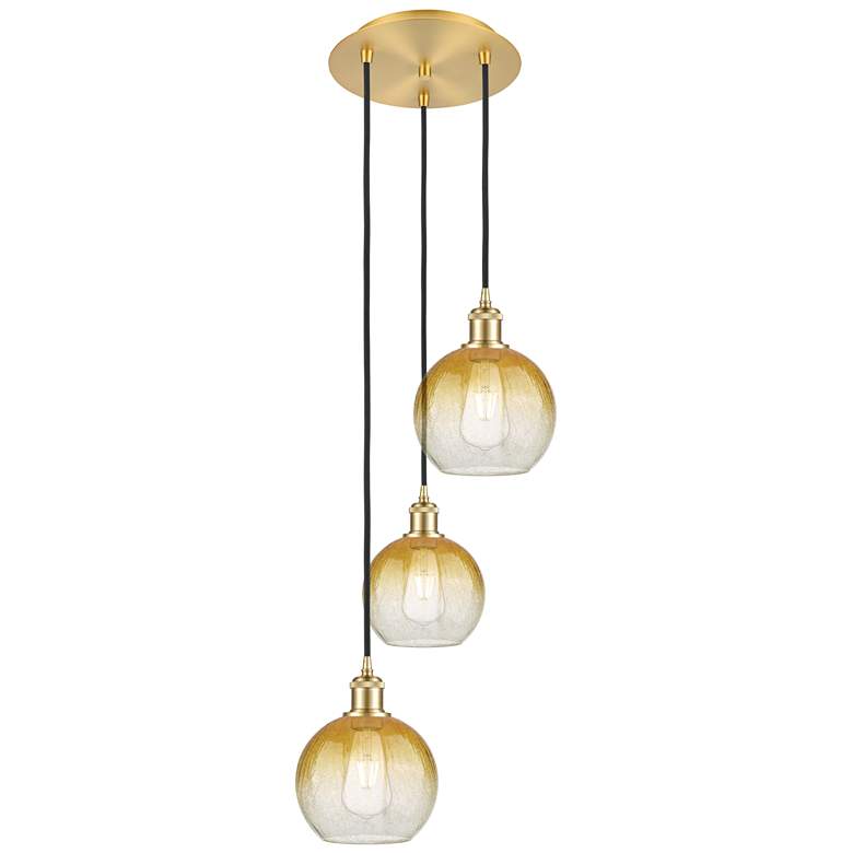 Image 1 Ballston Brookhaven Globe 14"W 3-Lt Gold Cord Pendant w/ Amber Shade
