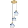 1_Ballston Brookhaven Globe 14"W 3-Lt Gold Cord Pendant w/ Sapphire Shade