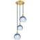 Ballston Brookhaven Globe 14"W 3-Lt Gold Cord Pendant w/ Sapphire Shade