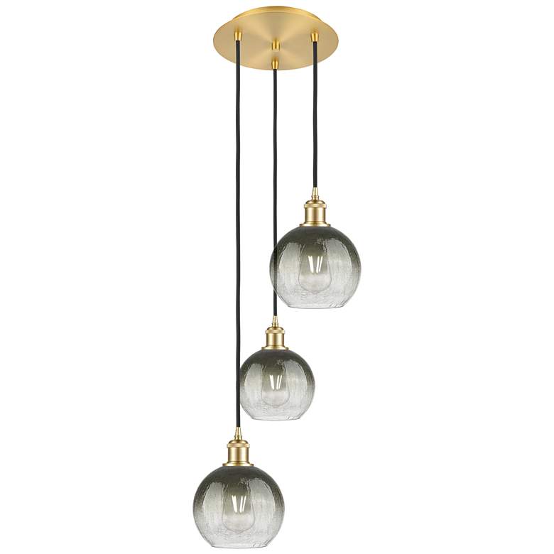 Image 1 Ballston Brookhaven Globe 14"W 3-Lt Gold Cord Pendant w/ Slate Shade