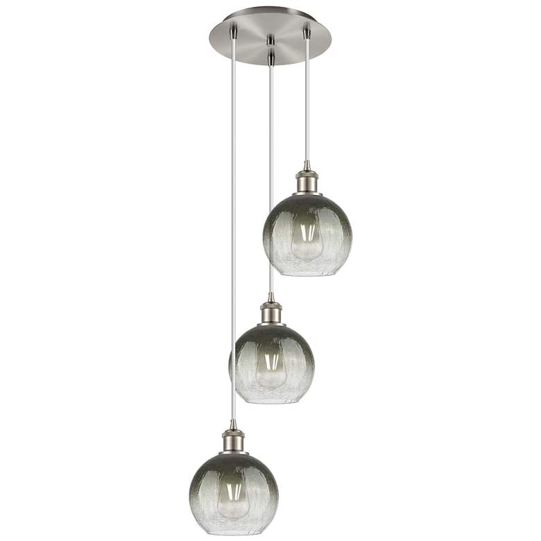 Image 1 Ballston Brookhaven Globe 14"W 3-Lt Nickel Cord Pendant w/ Slate Shade