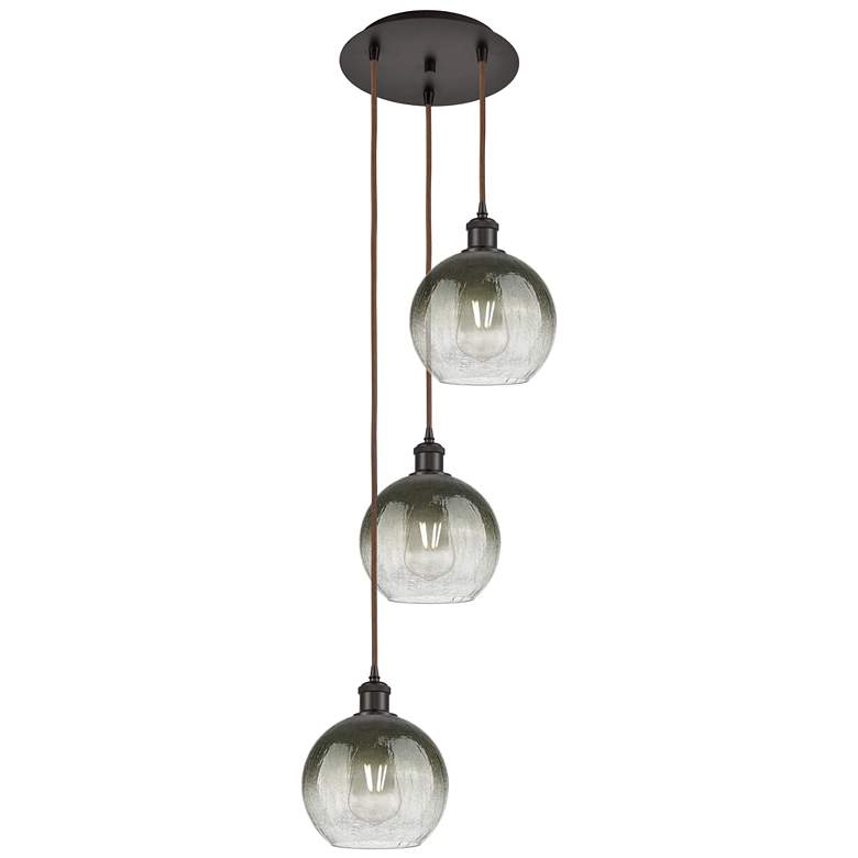 Image 1 Ballston Brookhaven Globe 14"W 3-Lt Oil Bronze Cord Pendant w/ Slate Shade