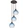 Ballston Brookhaven Globe 14"W 3-Lt Oiled Bronze Cord Pendant w/ Blue Shade