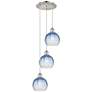 1_Ballston Brookhaven Globe 14"W 3-Lt Polish Nickel Cord Pendant w/ Blue