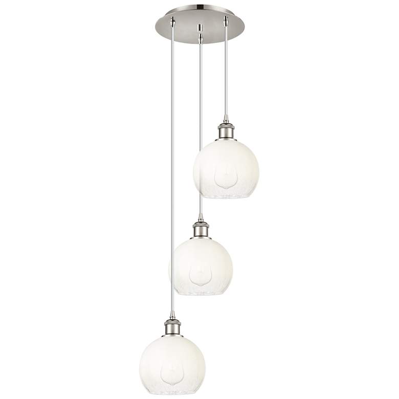 Image 1 Ballston Brookhaven Globe 14"W 3-Lt Polish Nickel Cord Pendant w/ Opal