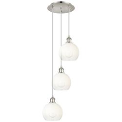 Ballston Brookhaven Globe 14"W 3-Lt Polish Nickel Cord Pendant w/ Opal