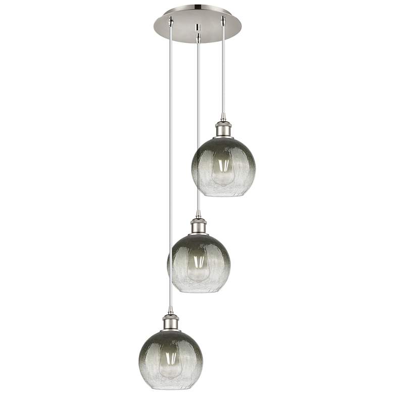 Image 1 Ballston Brookhaven Globe 14"W 3-Lt Polish Nickel Cord Pendant w/ Slate