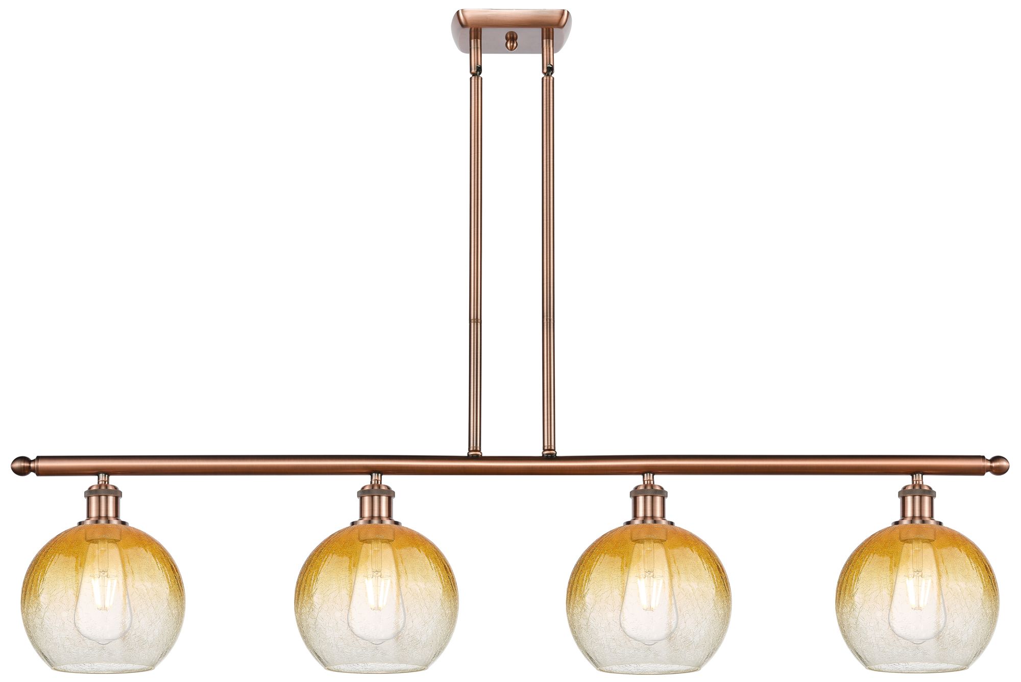 Ballston Brookhaven Globe 48"W 4-Lt Copper Stem Island Light w/ Amber