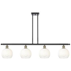 Ballston Brookhaven Globe 48"W 4-Lt Black Brass Stem Island w/ Opal Shade
