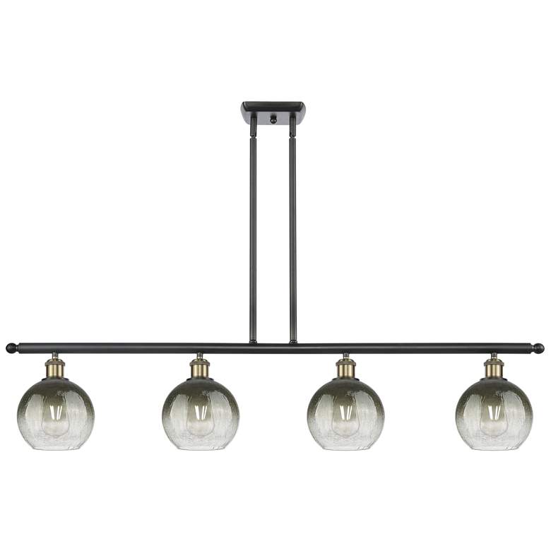 Image 1 Ballston Brookhaven Globe 48"W 4-Lt Black Brass Stem Island w/ Slate Shade