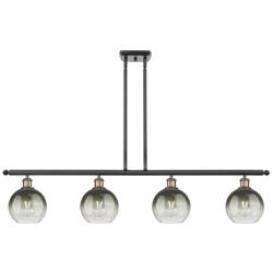 Ballston Brookhaven Globe 48"W 4-Lt Black Brass Stem Island w/ Slate Shade
