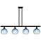 Ballston Brookhaven Globe 48"W 4-Lt Black Stem Island Light w/ Blue Shade