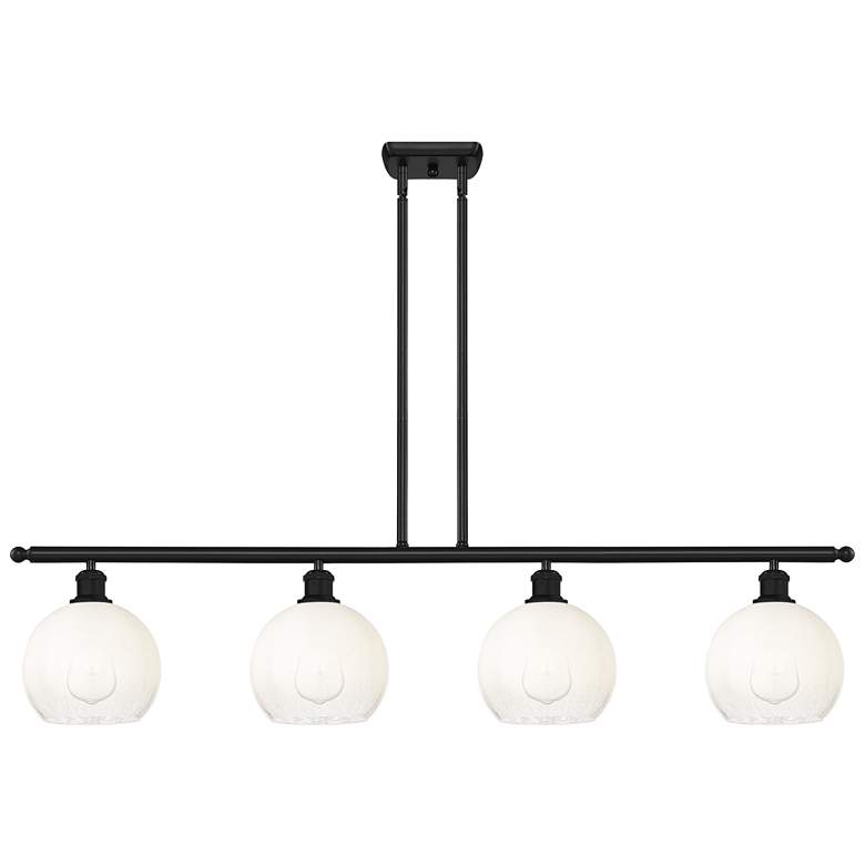 Image 1 Ballston Brookhaven Globe 48"W 4-Lt Black Stem Island Light w/ Opal Shade